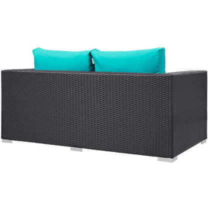 Convene Outdoor Patio Loveseat in Espresso Turquoise by Modway (EEI-1907) Loveseat Modway 