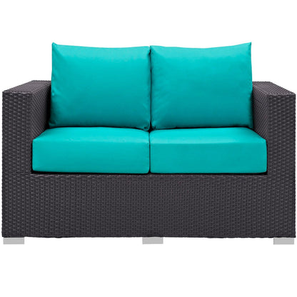 Convene Outdoor Patio Loveseat in Espresso Turquoise by Modway (EEI-1907) Loveseat Modway 