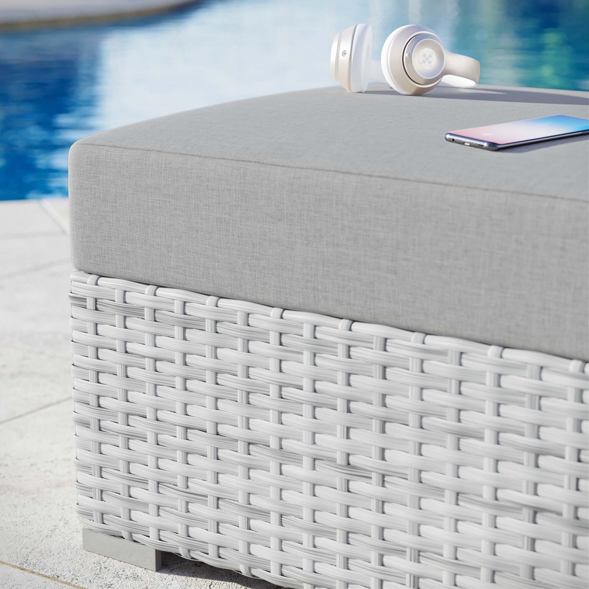 Convene Outdoor Patio Ottoman in Light Gray Gray by Modway (EEI-4301) Ottoman Modway 