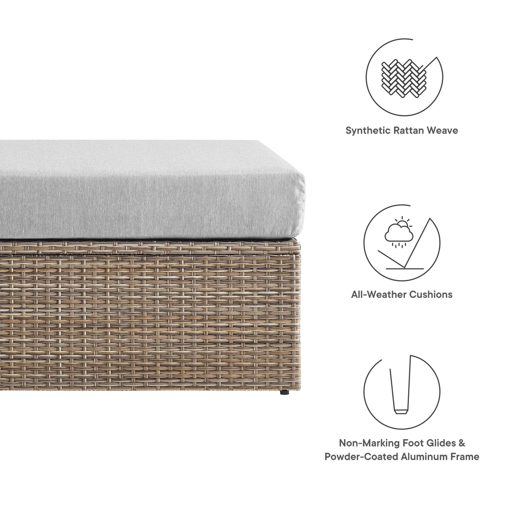 Convene Outdoor Patio Rectangle Ottoman in Cappuccino Gray by Modway (EEI-6248) Ottoman Modway 