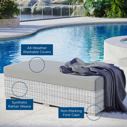 Convene Outdoor Patio Rectangular Ottoman in Light Gray Gray by Modway (EEI-4308) Ottoman Modway 