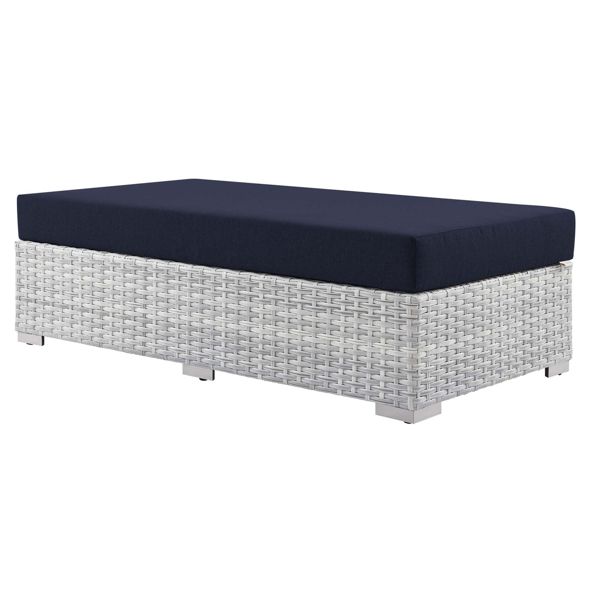 Convene Outdoor Patio Rectangular Ottoman in Light Gray Navy by Modway (EEI-4308) Ottoman Modway 