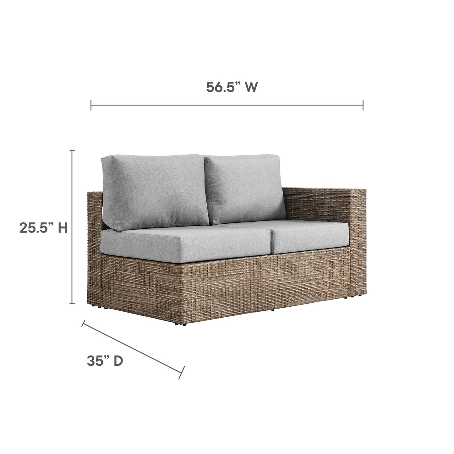 Convene Outdoor Patio Right-Arm Loveseat in Cappuccino Gray by Modway (EEI-6242) Sectional Piece Modway 