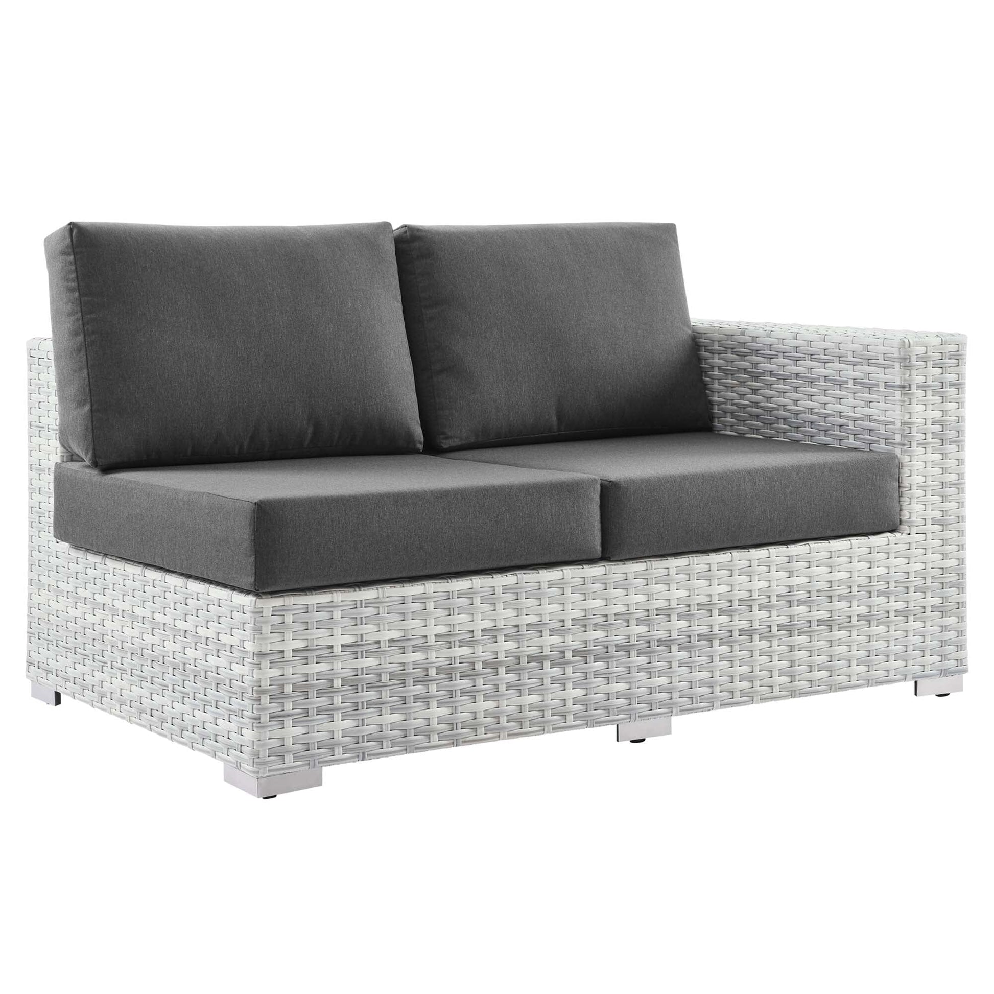 Convene Outdoor Patio Right-Arm Loveseat in Light Gray Charcoal by Modway (EEI-4302) Sectional Piece Modway 