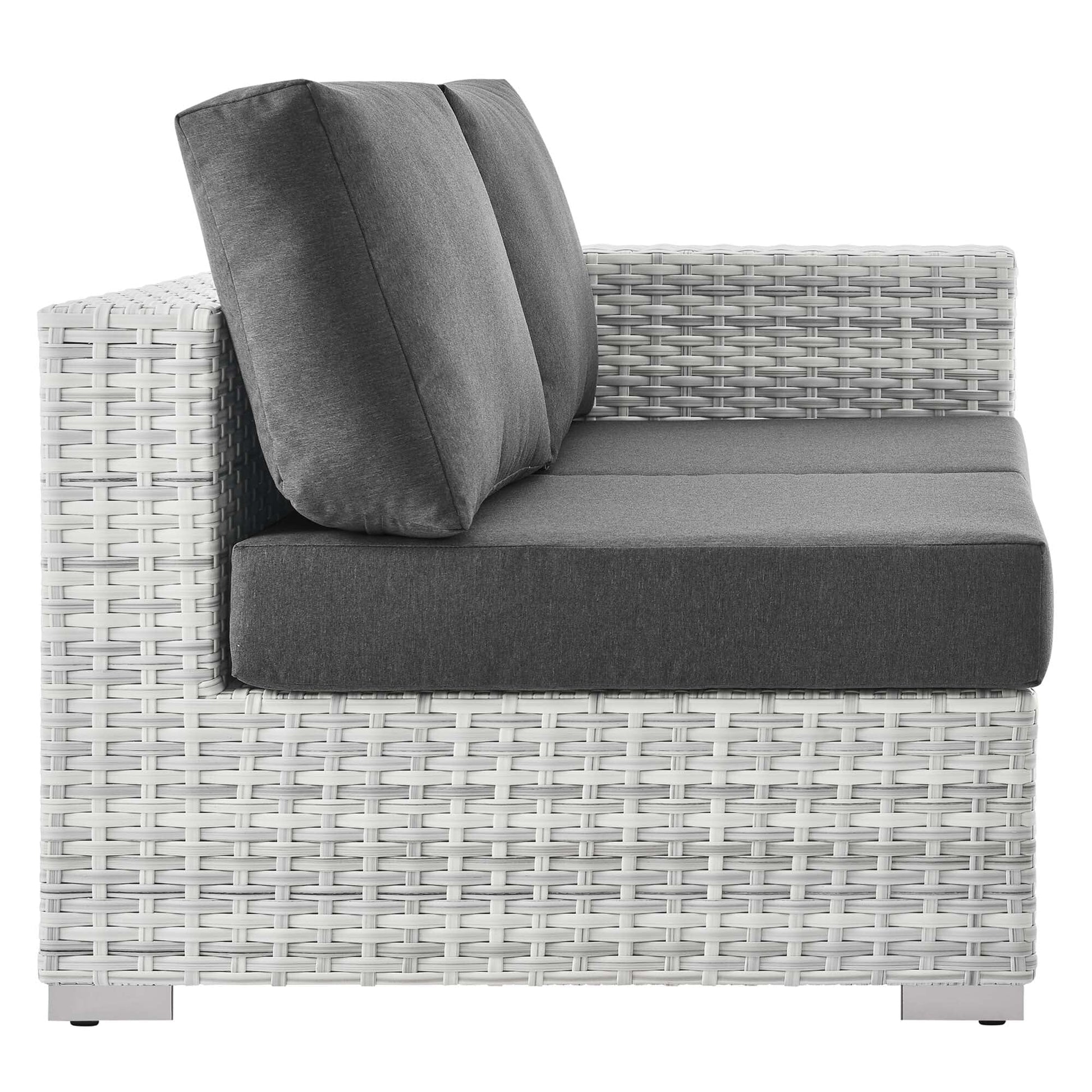 Convene Outdoor Patio Right-Arm Loveseat in Light Gray Charcoal by Modway (EEI-4302) Sectional Piece Modway 