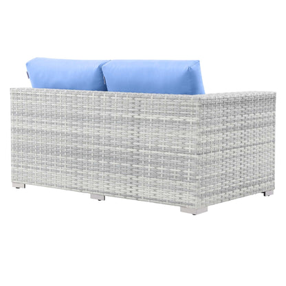 Convene Outdoor Patio Right-Arm Loveseat in Light Gray Light Blue by Modway (EEI-4302) Sectional Piece Modway 