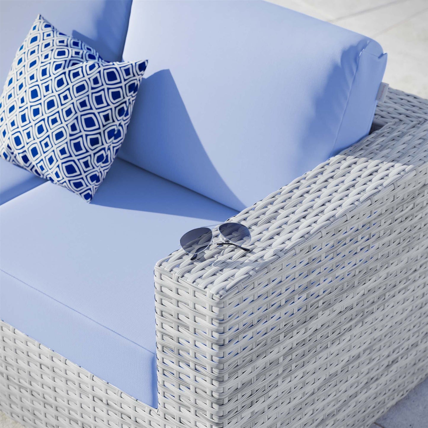 Convene Outdoor Patio Right-Arm Loveseat in Light Gray Light Blue by Modway (EEI-4302) Sectional Piece Modway 