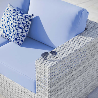 Convene Outdoor Patio Right-Arm Loveseat in Light Gray Light Blue by Modway (EEI-4302) Sectional Piece Modway 