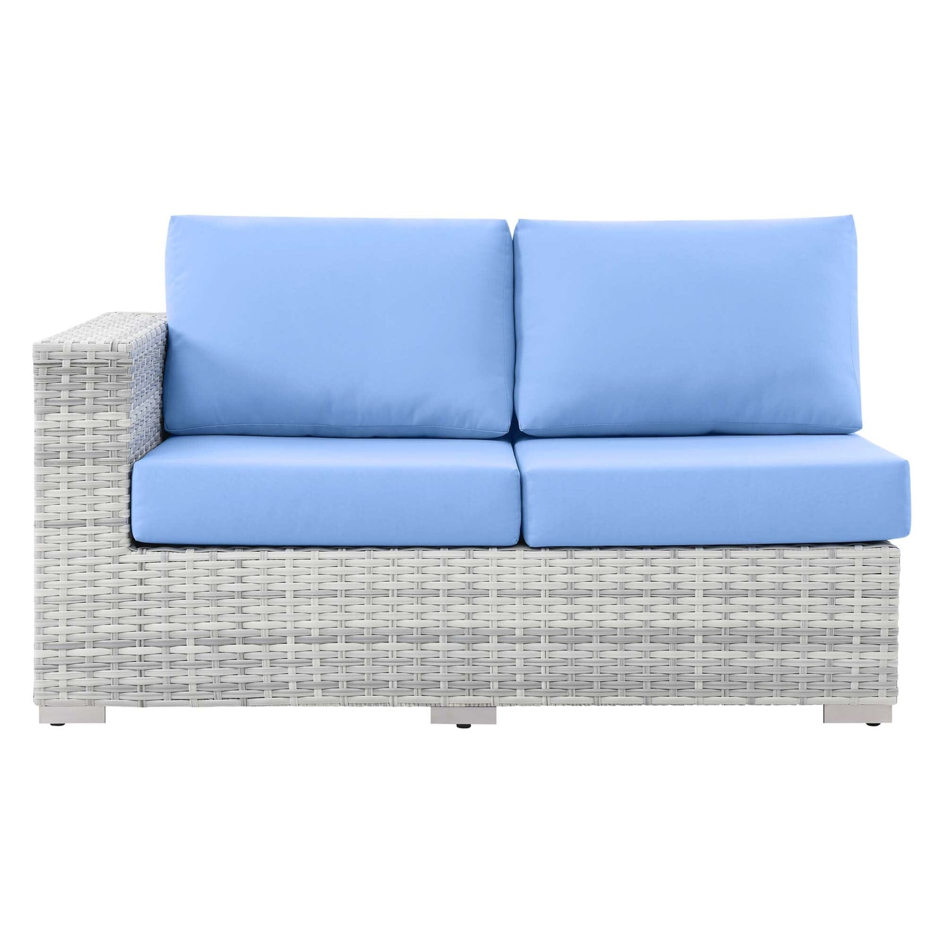 Convene Outdoor Patio Right-Arm Loveseat in Light Gray Light Blue by Modway (EEI-4302) Sectional Piece Modway 