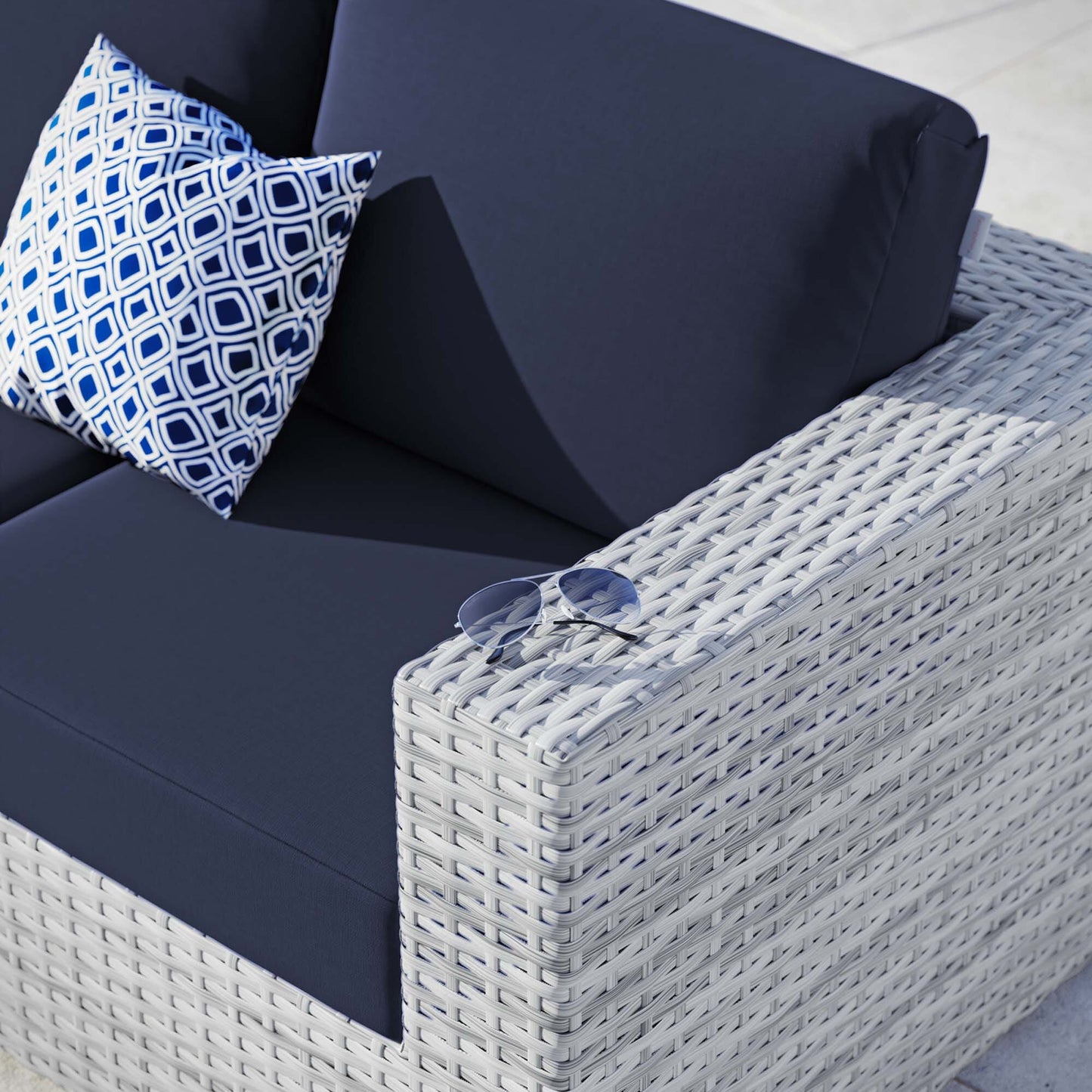 Convene Outdoor Patio Right-Arm Loveseat in Light Gray Navy by Modway (EEI-4302) Sectional Piece Modway 