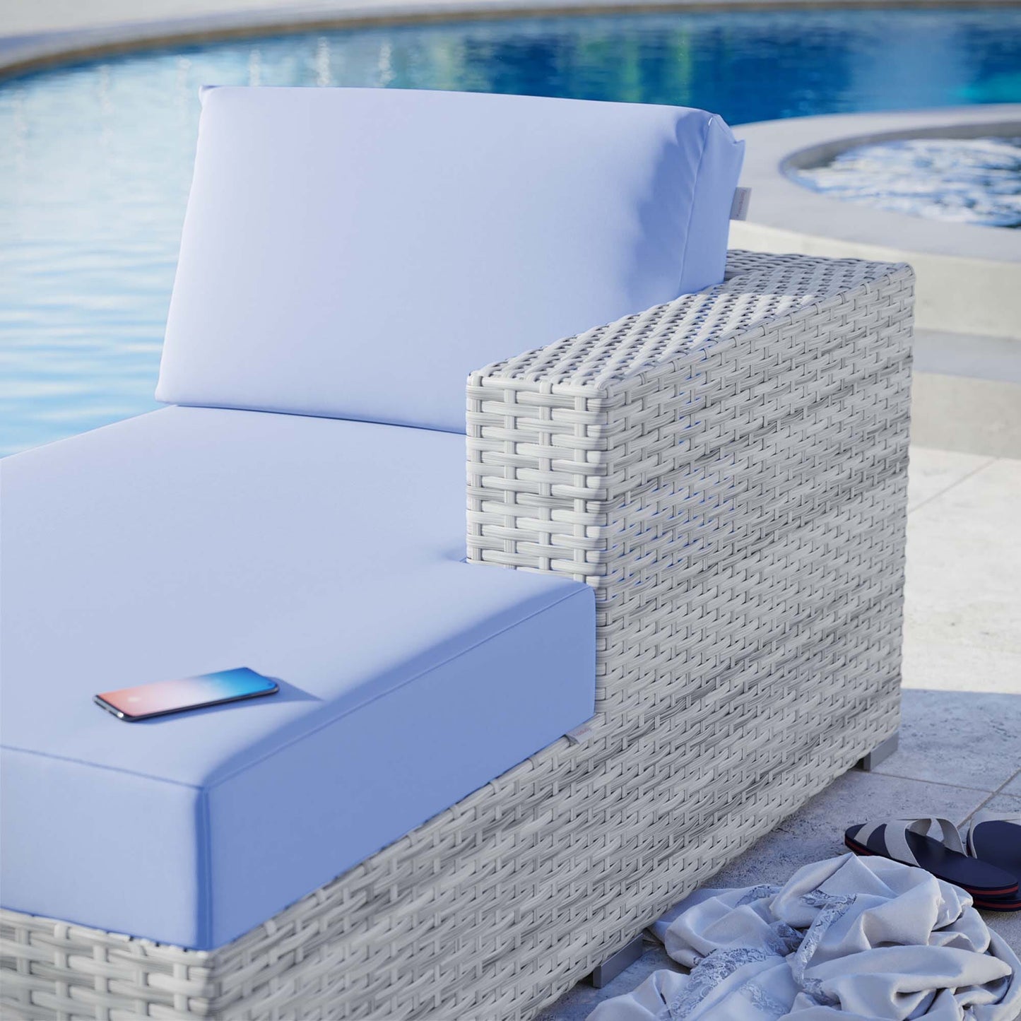 Convene Outdoor Patio Right Chaise in Light Gray Light Blue by Modway (EEI-4304) Chaise Lounge Modway 