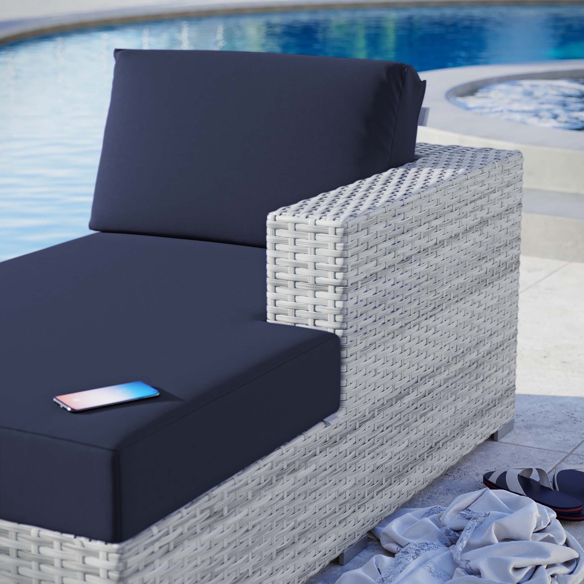 Convene Outdoor Patio Right Chaise in Light Gray Navy by Modway (EEI-4304) Chaise Lounge Modway 