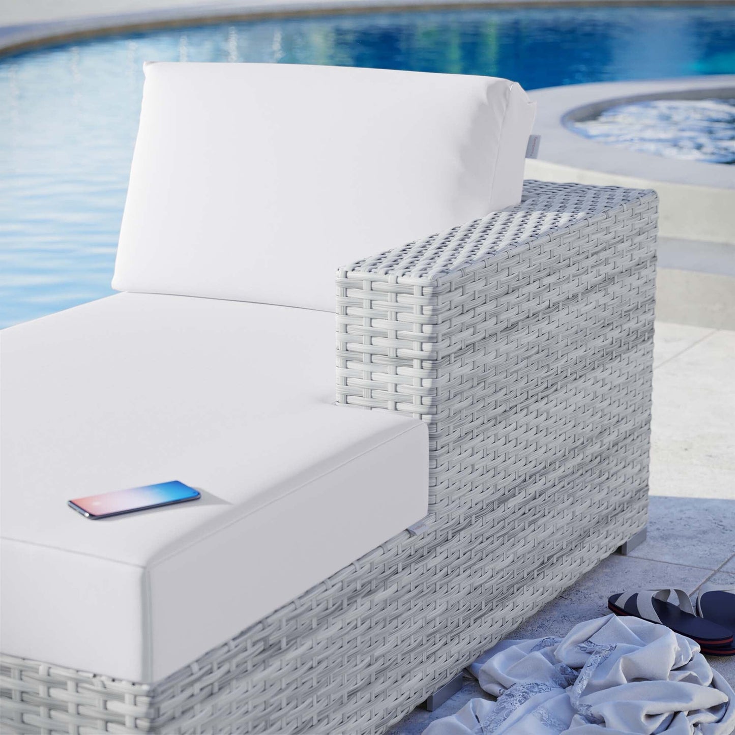 Convene Outdoor Patio Right Chaise in Light Gray White by Modway (EEI-4304) Chaise Lounge Modway 