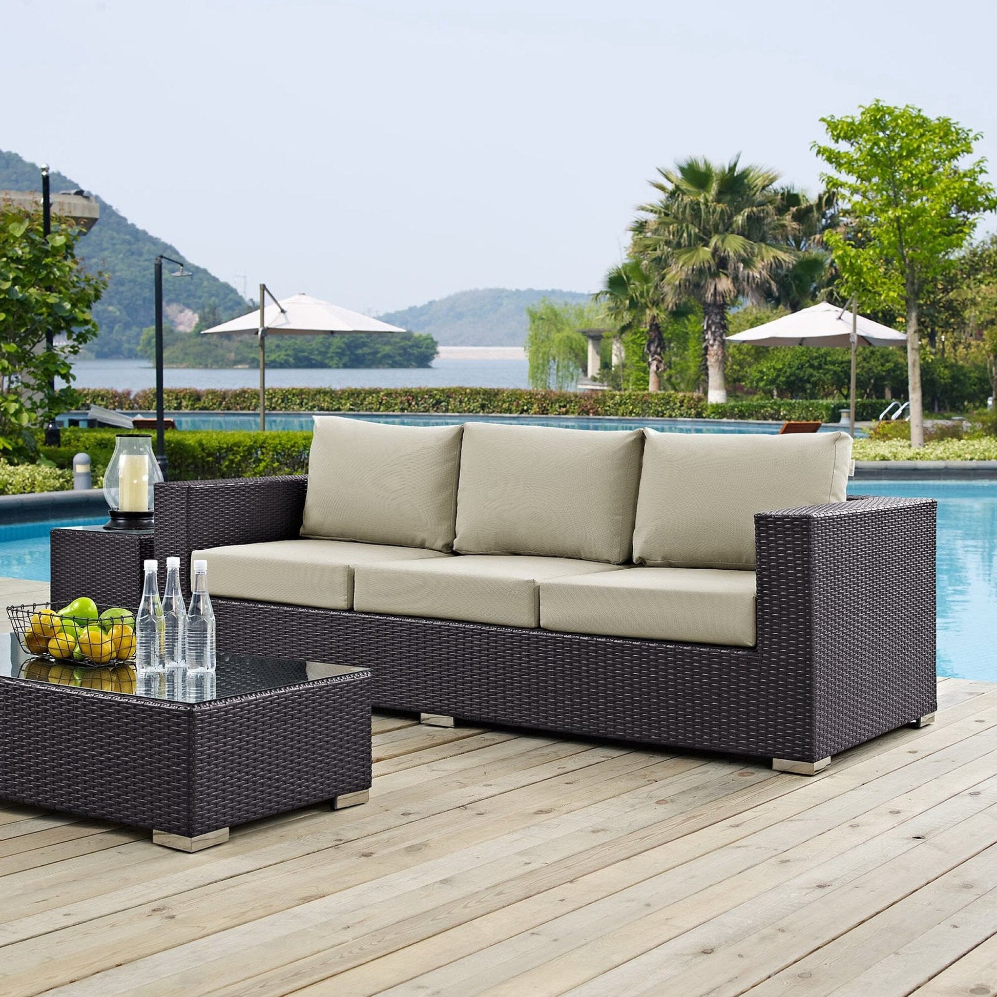 Convene Outdoor Patio Sofa in Espresso Beige by Modway (EEI-1844) Sofa Modway 