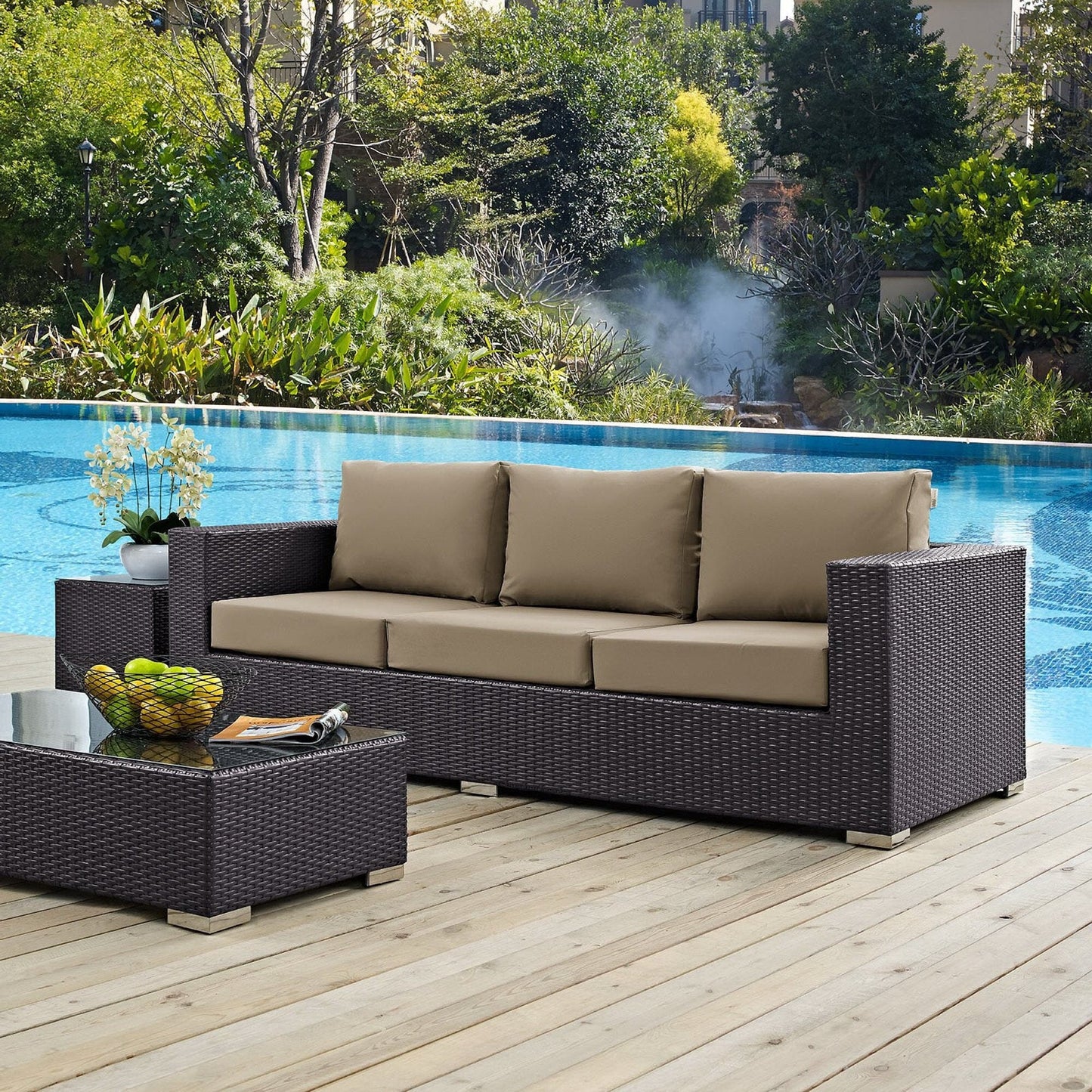 Convene Outdoor Patio Sofa in Espresso Mocha by Modway (EEI-1844) Sofa Modway 