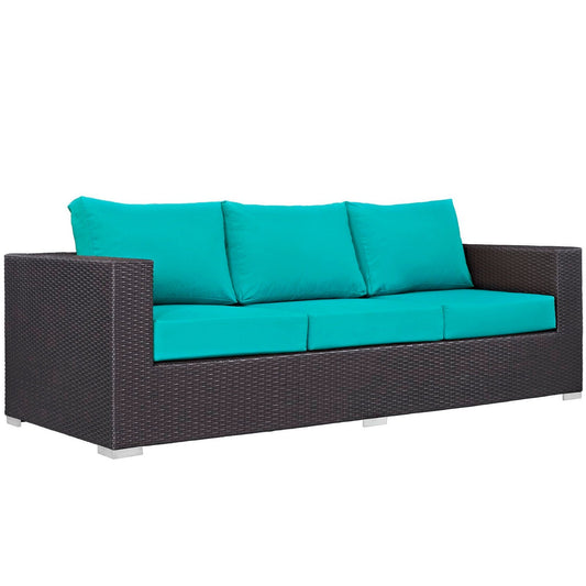 Convene Outdoor Patio Sofa in Espresso Turquoise by Modway (EEI-1844) Sofa Modway 