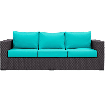 Convene Outdoor Patio Sofa in Espresso Turquoise by Modway (EEI-1844) Sofa Modway 