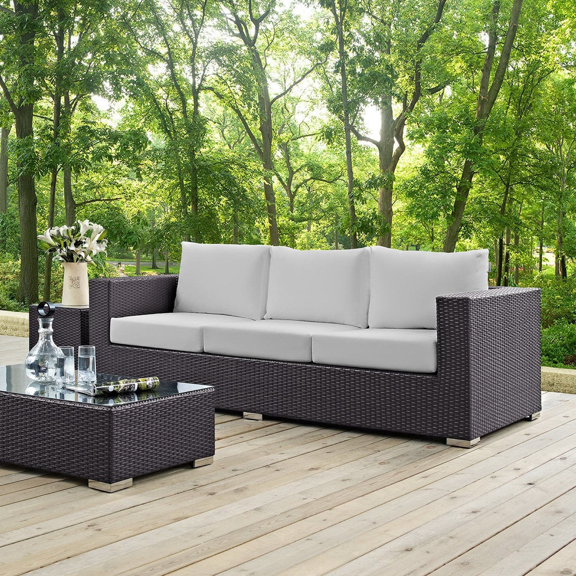 Convene Outdoor Patio Sofa in Espresso White by Modway (EEI-1844) Sofa Modway 