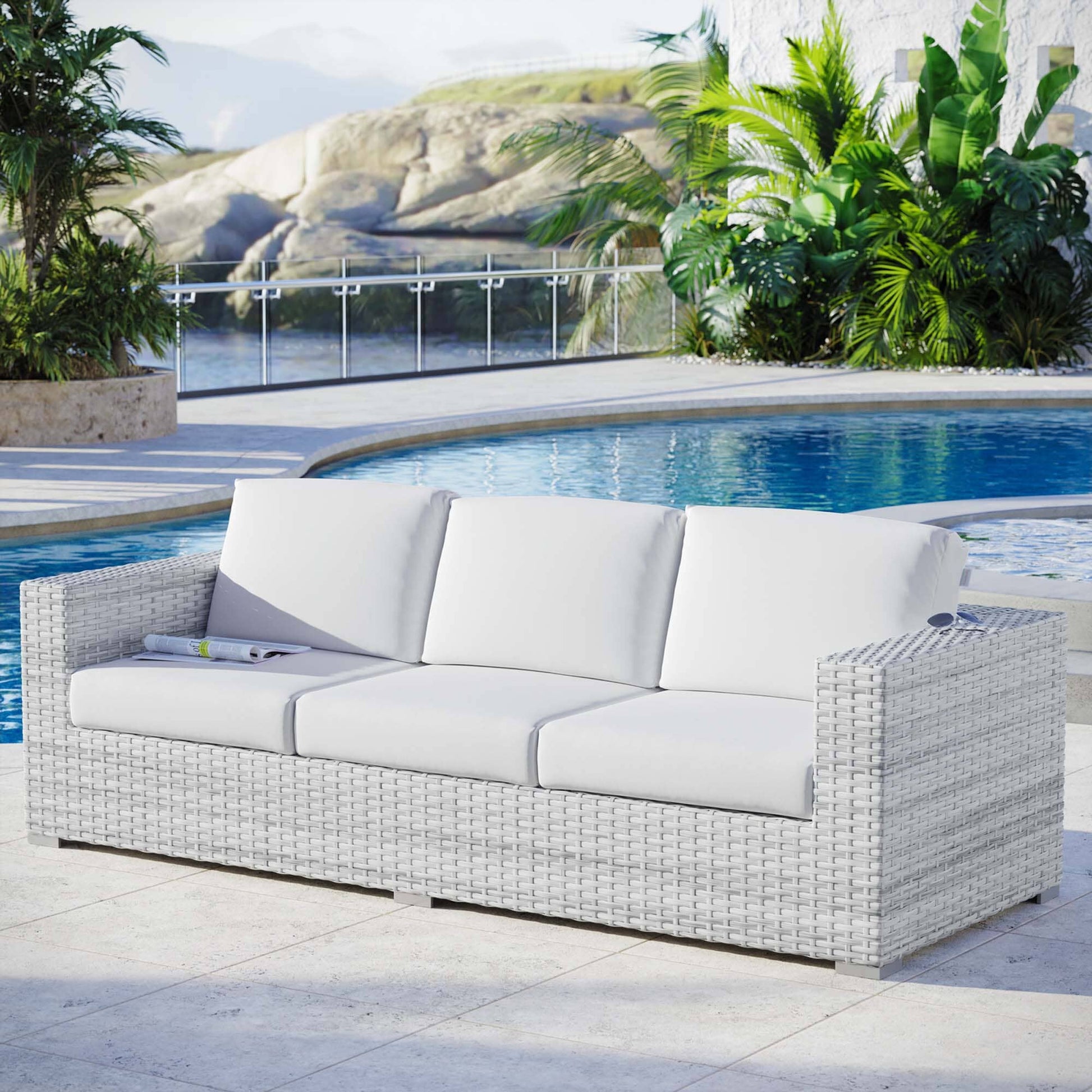 Convene Outdoor Patio Sofa in Light Gray White by Modway (EEI-4305) Sofa Modway 