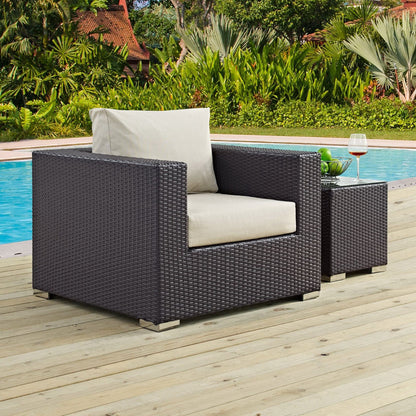 Convene Outdoor Patio Wicker Rattan Armchair (Espresso / Beige) by Modway Lounge Chair Modway 