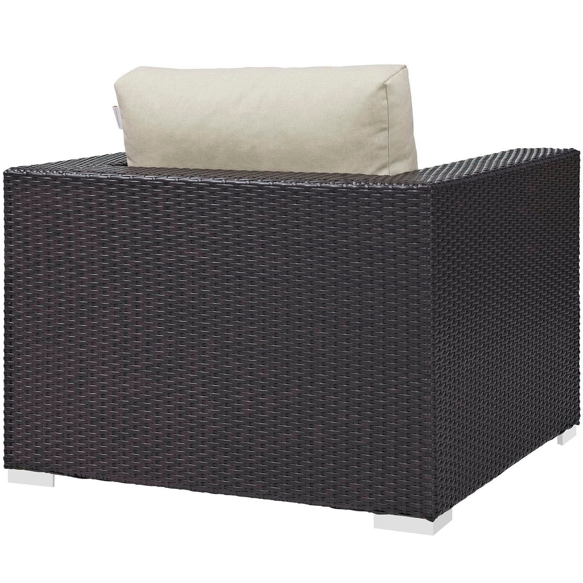 Convene Outdoor Patio Wicker Rattan Armchair (Espresso / Beige) by Modway Lounge Chair Modway 