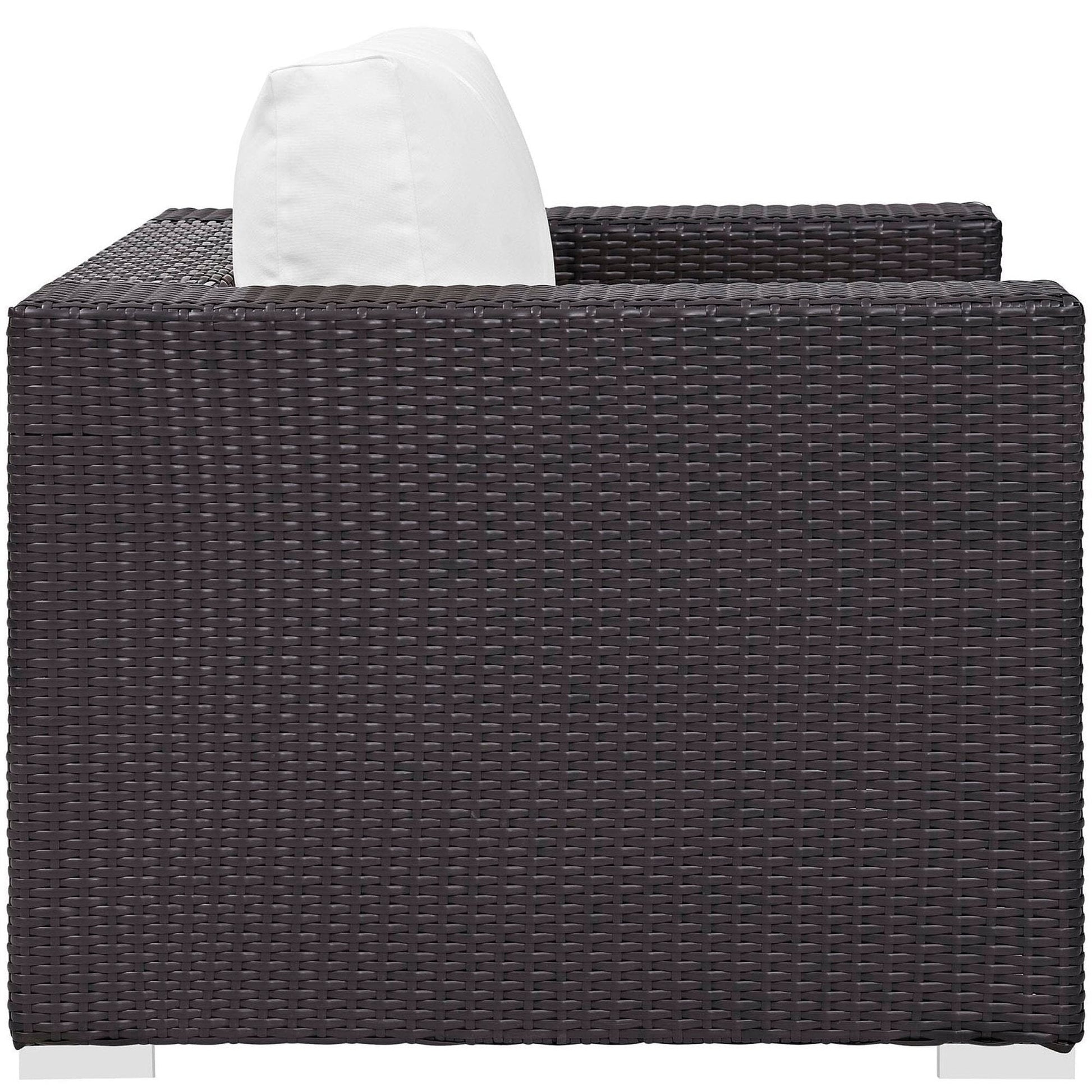Convene Outdoor Patio Wicker Rattan Armchair (Espresso / White) by Modway Lounge Chair Modway 