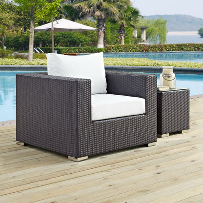 Convene Outdoor Patio Wicker Rattan Armchair (Espresso / White) by Modway Lounge Chair Modway 