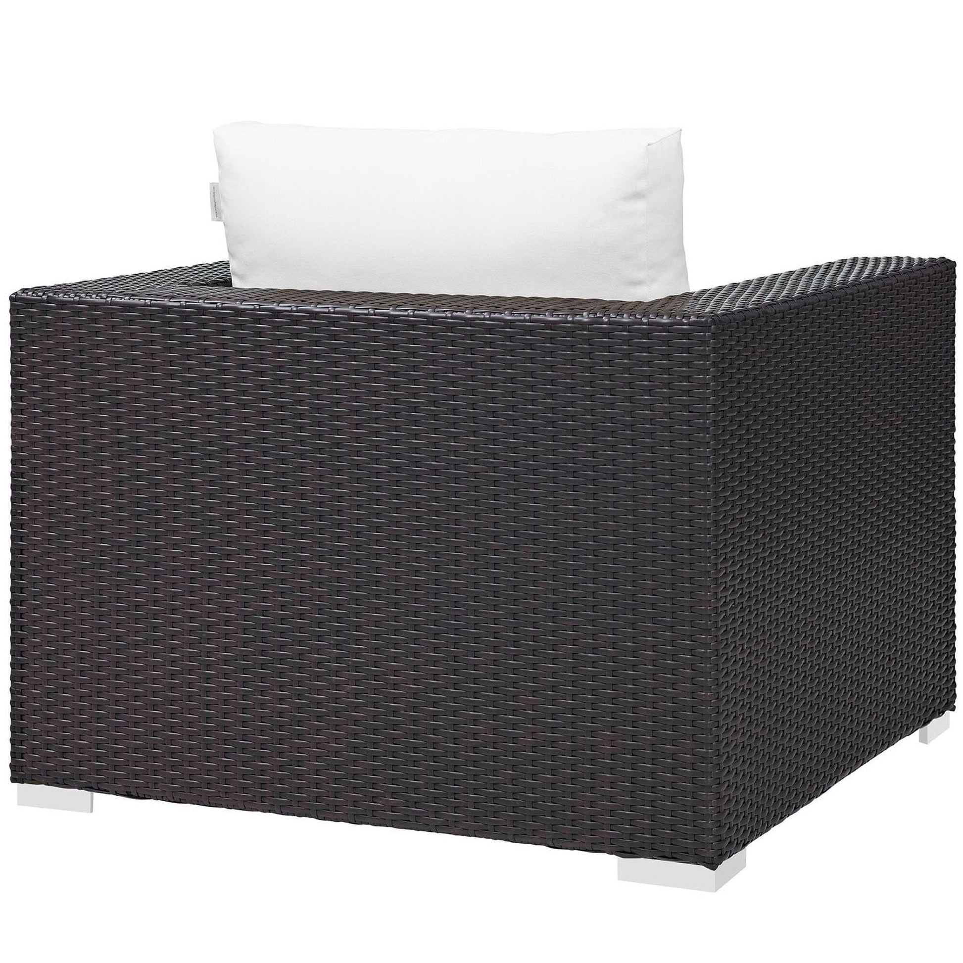 Convene Outdoor Patio Wicker Rattan Armchair (Espresso / White) by Modway Lounge Chair Modway 
