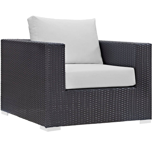 Convene Outdoor Patio Wicker Rattan Armchair (Espresso / White) by Modway Outdoor Patio Armchair Modway 