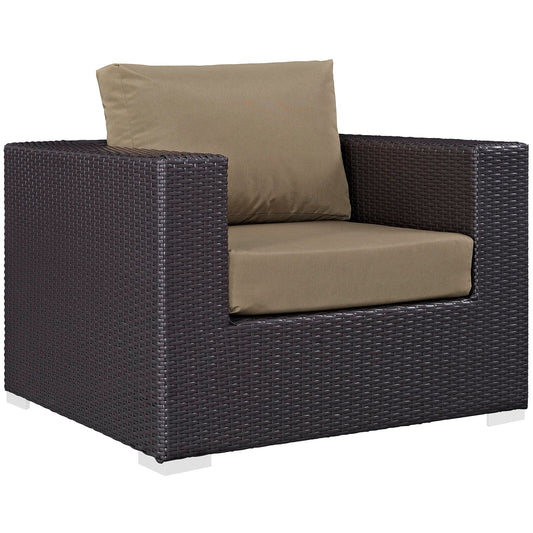 Convene Outdoor Patio Wicker Rattan Armchair in Espresso Mocha by Modway Outdoor Modular Armchair Modway 