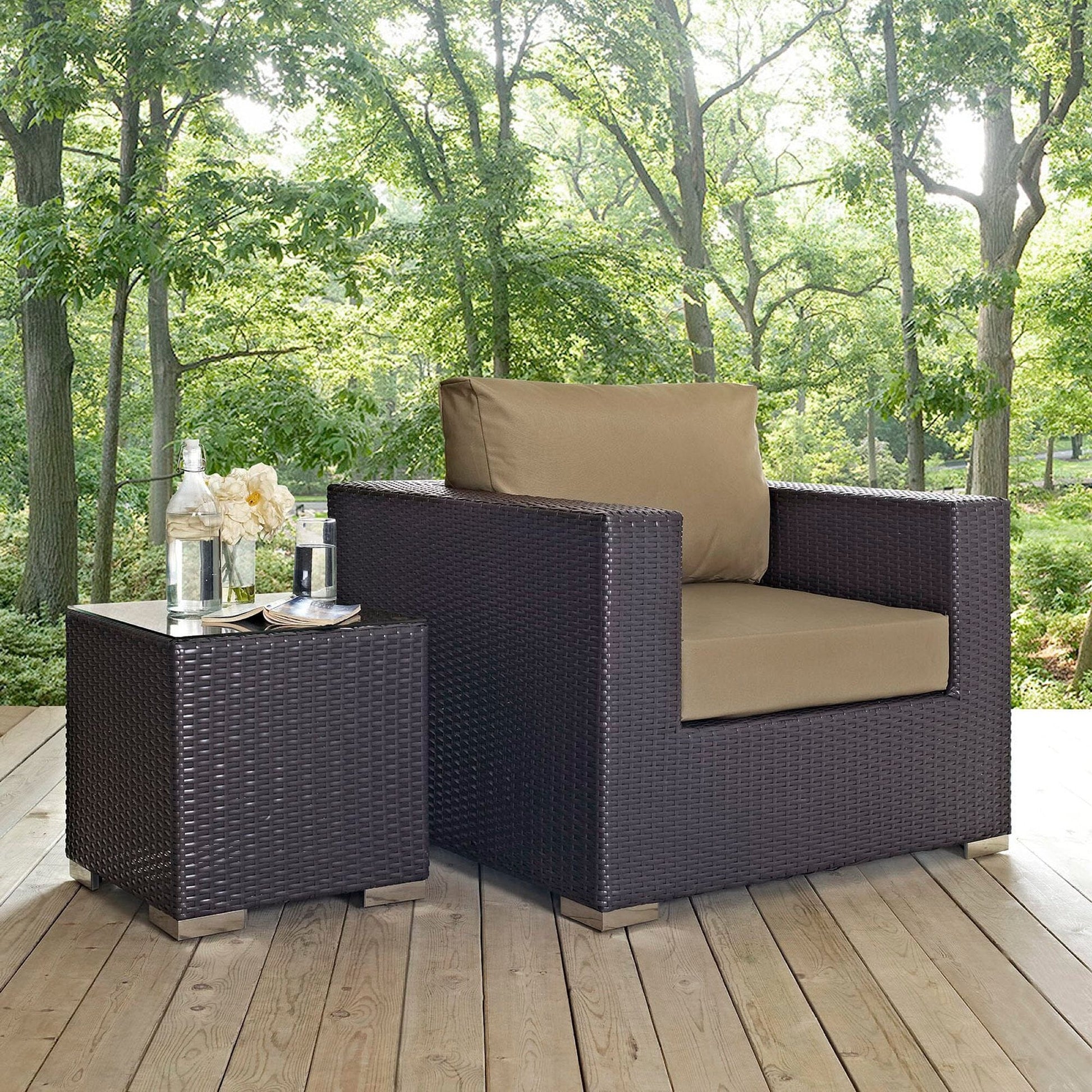 Convene Outdoor Patio Wicker Rattan Armchair in Espresso Mocha by Modway Outdoor Modular Armchair Modway 