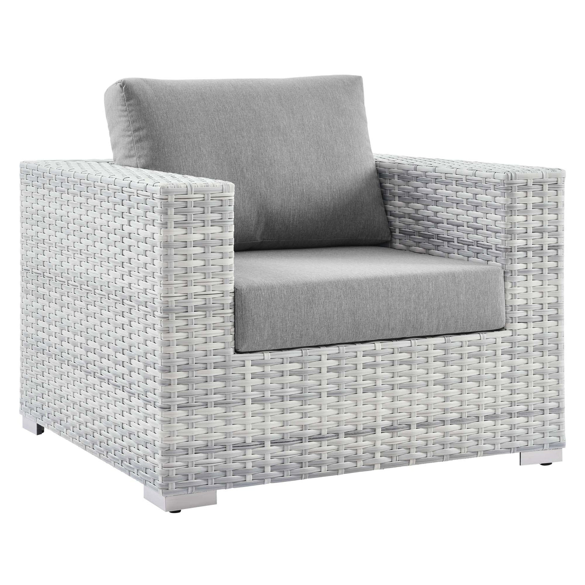 Convene Outdoor Patio Wicker Rattan Armchair in Light Gray Gray by Modway Lounge Chair Modway 