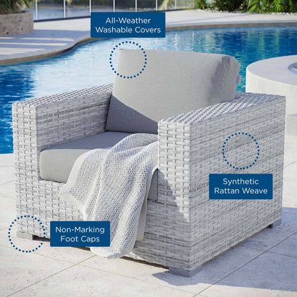 Convene Outdoor Patio Wicker Rattan Armchair in Light Gray Gray by Modway Lounge Chair Modway 