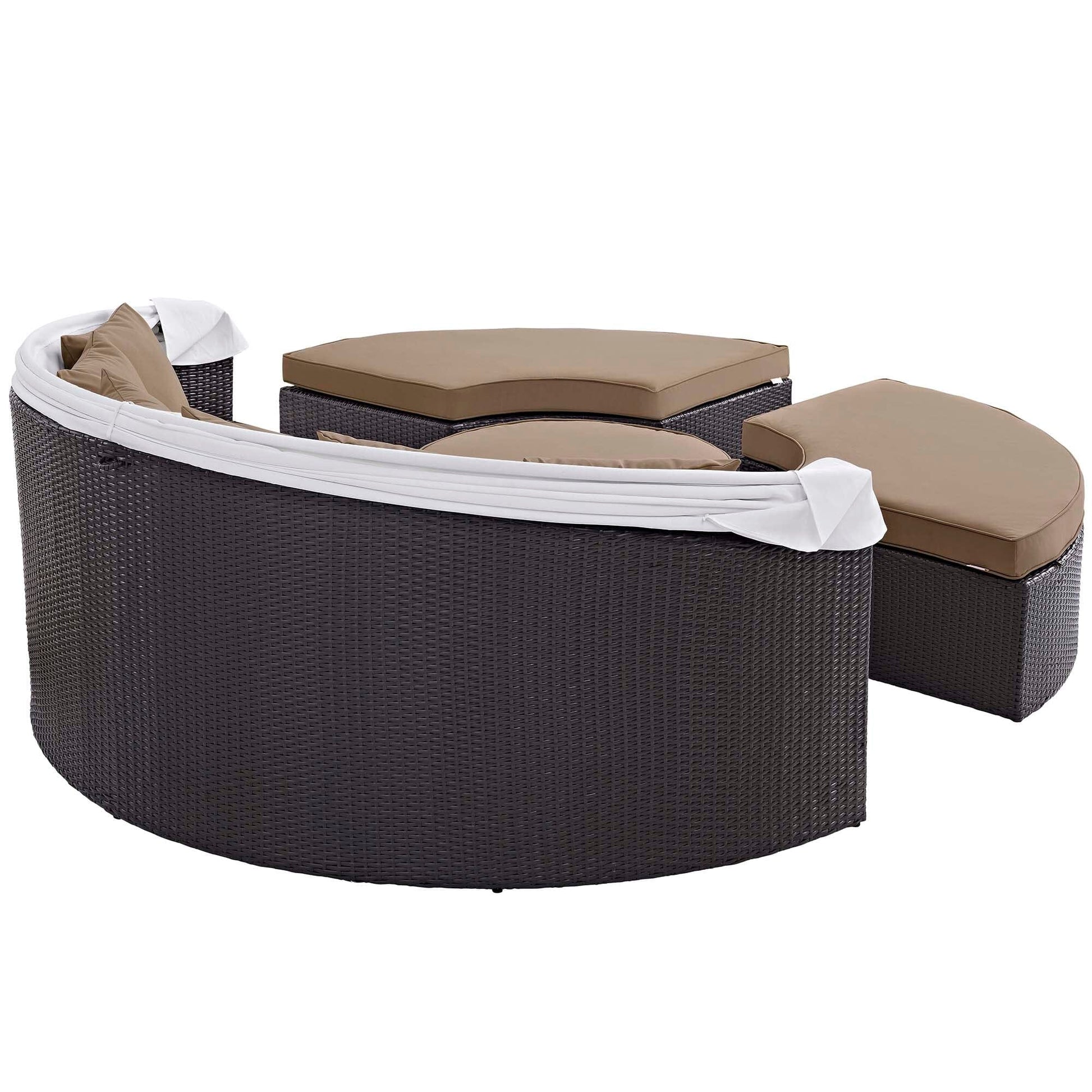 Convene Outdoor Patio Wicker Rattan Canopy Sectional Daybed in Espresso Mocha by Modway (EEI-2173) Daybed Modway 