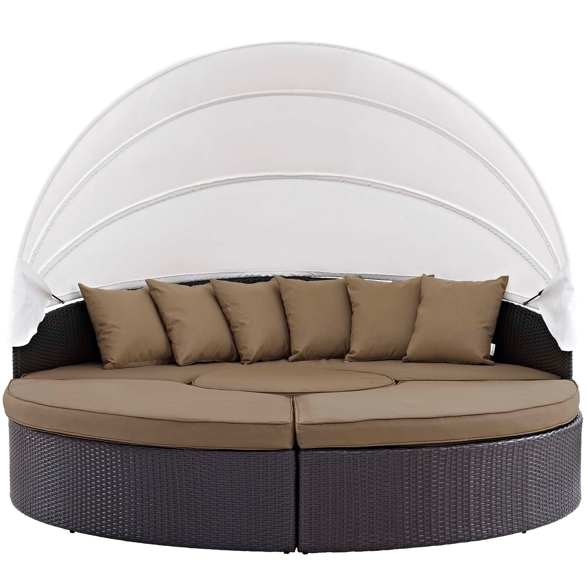 Convene Outdoor Patio Wicker Rattan Canopy Sectional Daybed in Espresso Mocha by Modway (EEI-2173) Daybed Modway 