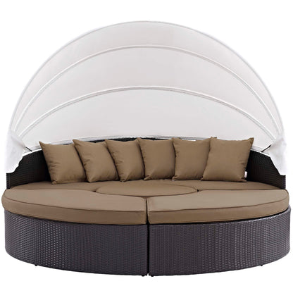 Convene Outdoor Patio Wicker Rattan Canopy Sectional Daybed in Espresso Mocha by Modway (EEI-2173) Daybed Modway 