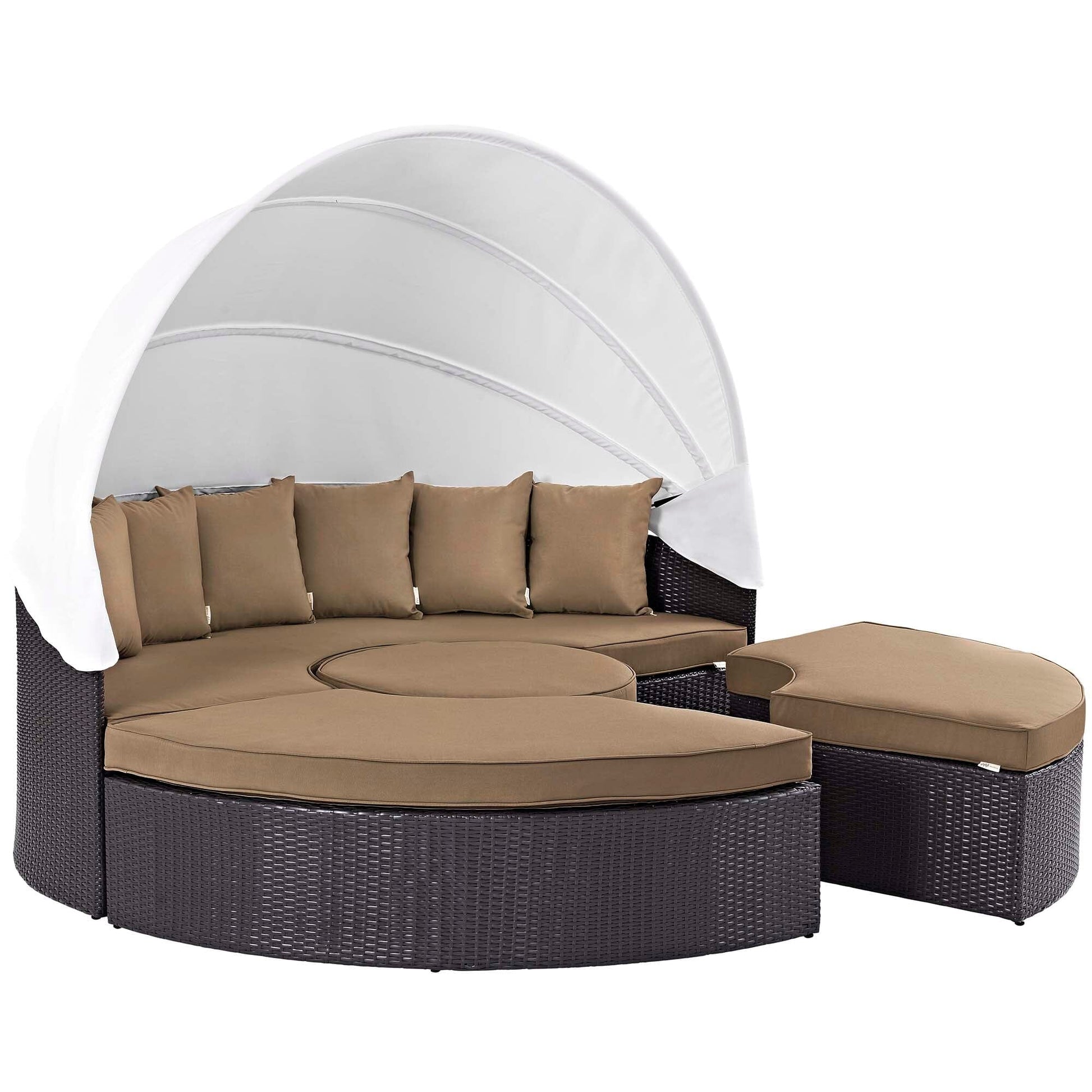 Convene Outdoor Patio Wicker Rattan Canopy Sectional Daybed in Espresso Mocha by Modway (EEI-2173) Daybed Modway 