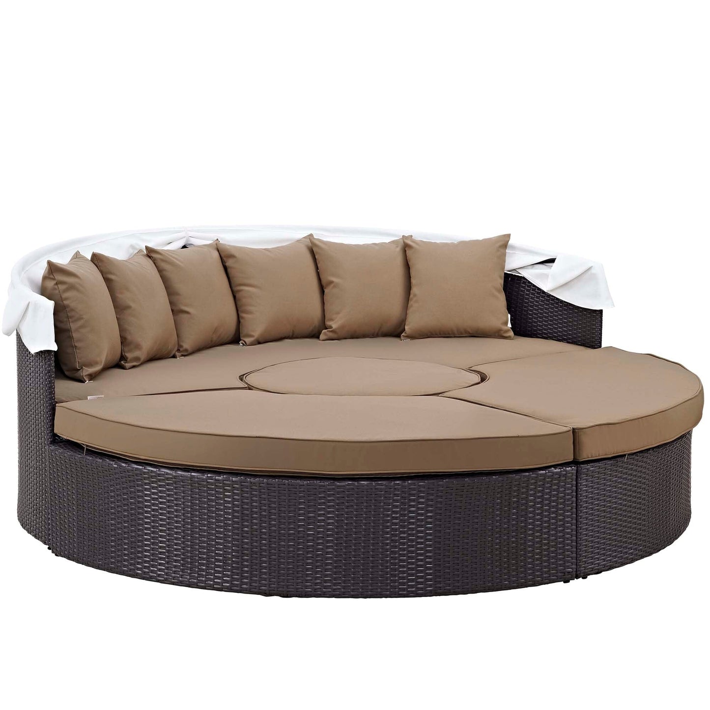 Convene Outdoor Patio Wicker Rattan Canopy Sectional Daybed in Espresso Mocha by Modway (EEI-2173) Daybed Modway 