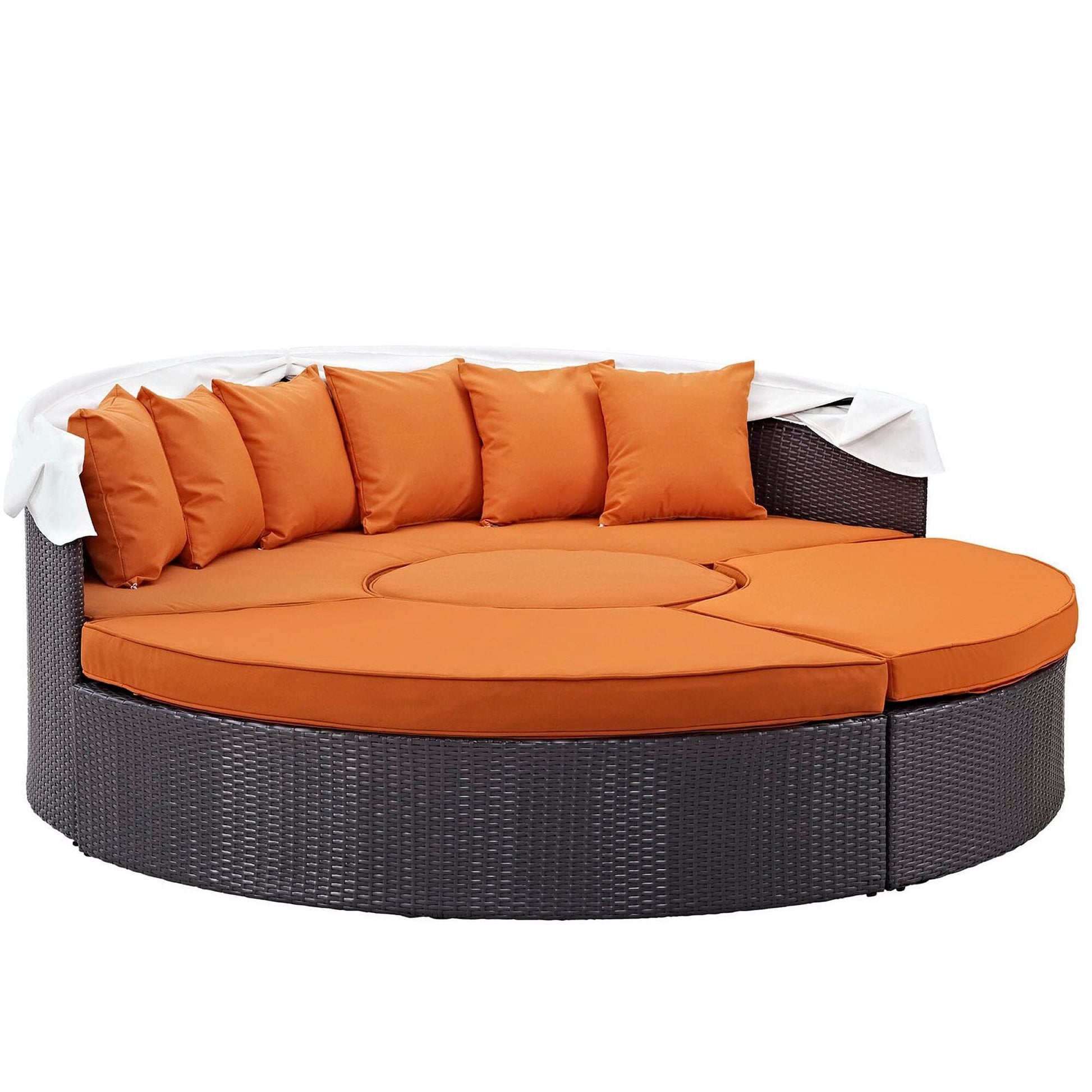 Convene Outdoor Patio Wicker Rattan Canopy Sectional Daybed in Espresso Orange by Modway (EEI-2173) Daybed Modway 
