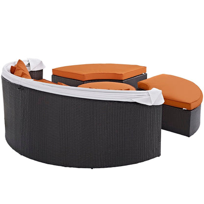 Convene Outdoor Patio Wicker Rattan Canopy Sectional Daybed in Espresso Orange by Modway (EEI-2173) Daybed Modway 