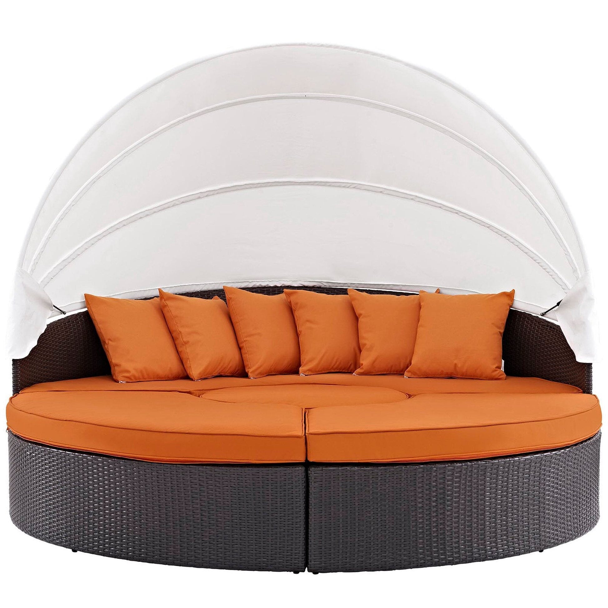 Convene Outdoor Patio Wicker Rattan Canopy Sectional Daybed in Espresso Orange by Modway (EEI-2173) Daybed Modway 
