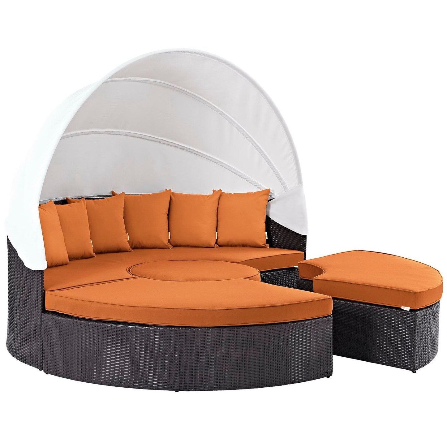 Convene Outdoor Patio Wicker Rattan Canopy Sectional Daybed in Espresso Orange by Modway (EEI-2173) Daybed Modway 