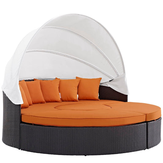 Convene Outdoor Patio Wicker Rattan Canopy Sectional Daybed in Espresso Orange by Modway (EEI-2173) Daybed Modway 