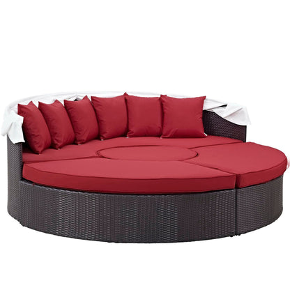 Convene Outdoor Patio Wicker Rattan Canopy Sectional Daybed in Espresso Red by Modway (EEI-2173) Daybed Modway 