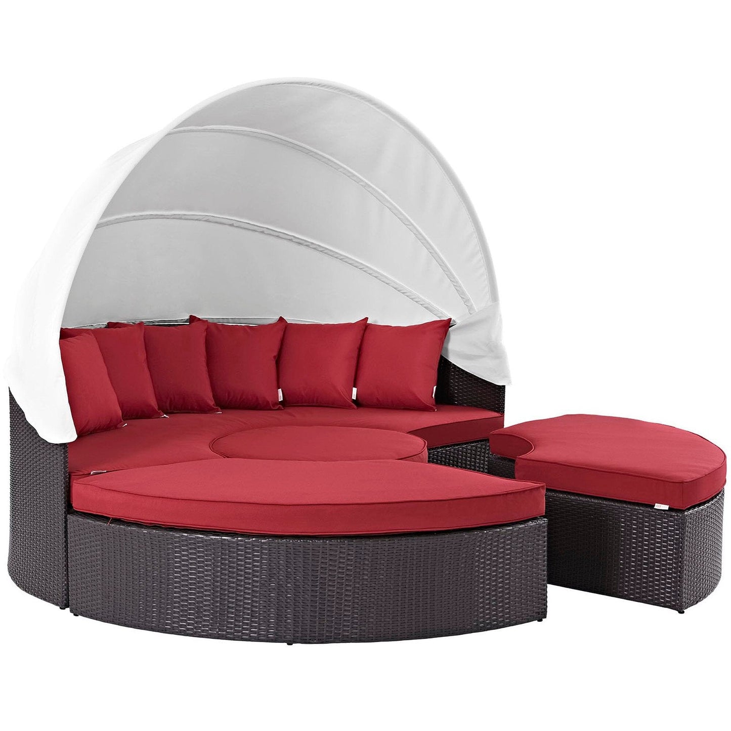Convene Outdoor Patio Wicker Rattan Canopy Sectional Daybed in Espresso Red by Modway (EEI-2173) Daybed Modway 