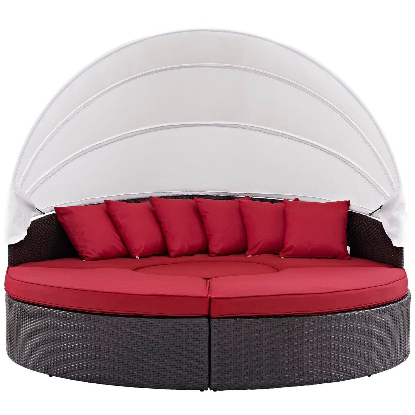 Convene Outdoor Patio Wicker Rattan Canopy Sectional Daybed in Espresso Red by Modway (EEI-2173) Daybed Modway 