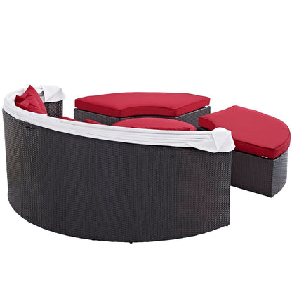 Convene Outdoor Patio Wicker Rattan Canopy Sectional Daybed in Espresso Red by Modway (EEI-2173) Daybed Modway 