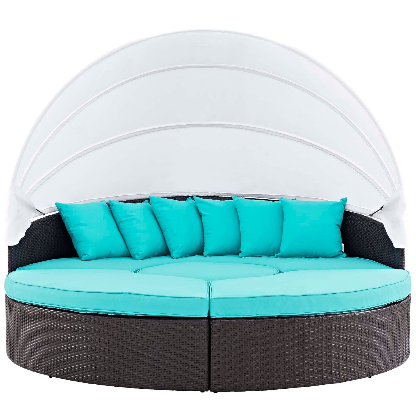 Convene Outdoor Patio Wicker Rattan Canopy Sectional Daybed in Espresso Turquoise by Modway (EEI-2173) Daybed Modway 