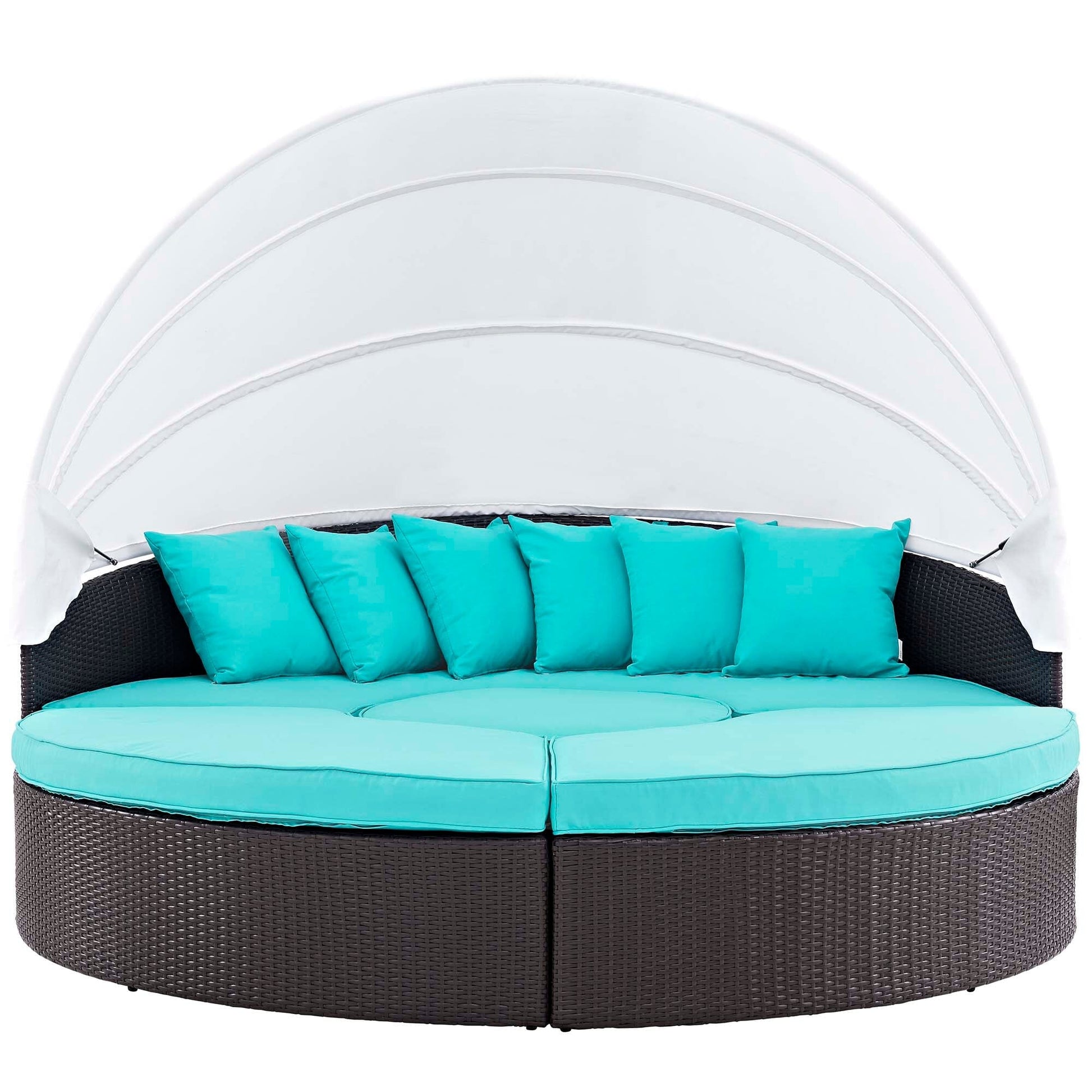Convene Outdoor Patio Wicker Rattan Canopy Sectional Daybed in Espresso Turquoise by Modway (EEI-2173) Daybed Modway 