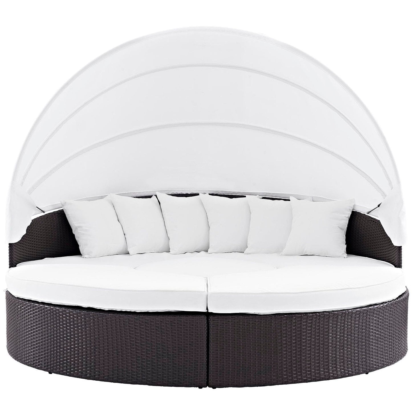 Convene Outdoor Patio Wicker Rattan Canopy Sectional Daybed in Espresso White by Modway (EEI-2173) Daybed Modway 